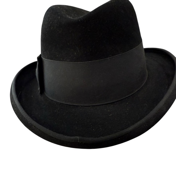 Churchill LTD Other - Churchill LTD Black Homburg Fedora /Bowler Hat Size 7 Long Oval Vintage